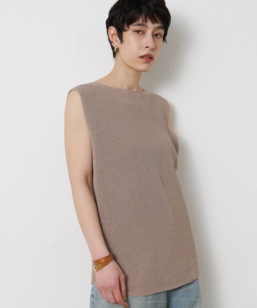 Whim Gazette（ウィムガゼット）の「ペーパーノースリーブニット（ニット/セーター・レディース・モカ/ベージュ/ブラック・FREE）」の12枚目の写真