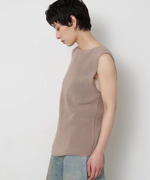 Whim Gazette（ウィムガゼット）の「ペーパーノースリーブニット（ニット/セーター・レディース・モカ/ベージュ/ブラック・FREE）」の7枚目の写真