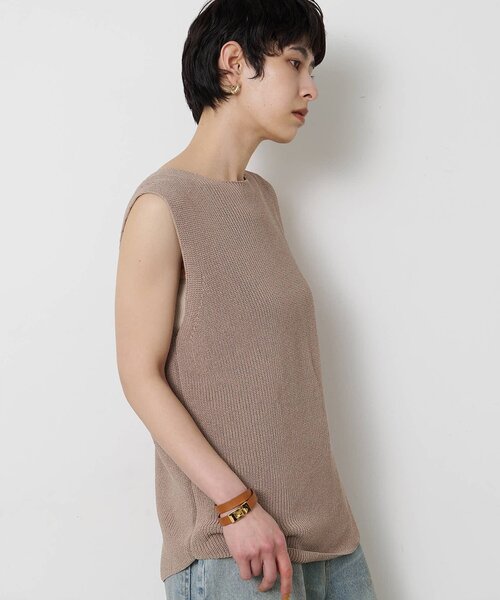 Whim Gazette（ウィムガゼット）の「ペーパーノースリーブニット（ニット/セーター・レディース・モカ/ベージュ/ブラック・FREE）」の11枚目の写真