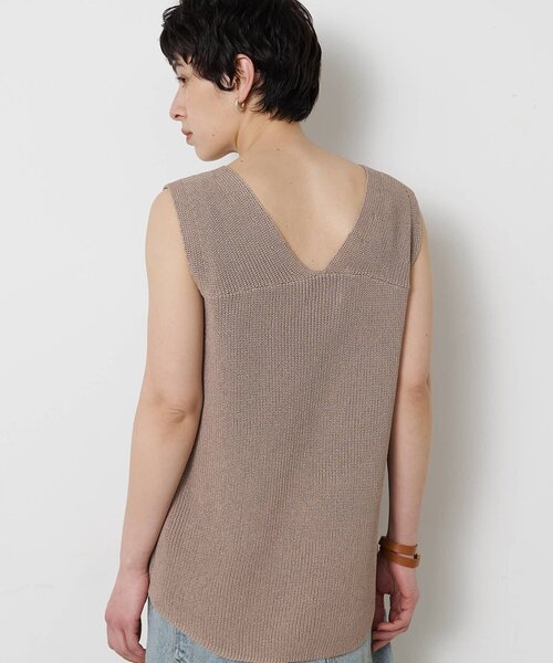 Whim Gazette（ウィムガゼット）の「ペーパーノースリーブニット（ニット/セーター・レディース・モカ/ベージュ/ブラック・FREE）」の8枚目の写真