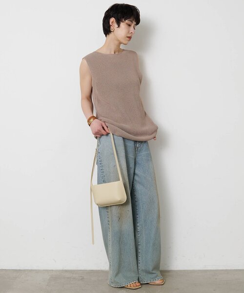 Whim Gazette（ウィムガゼット）の「ペーパーノースリーブニット（ニット/セーター・レディース・モカ/ベージュ/ブラック・FREE）」の13枚目の写真