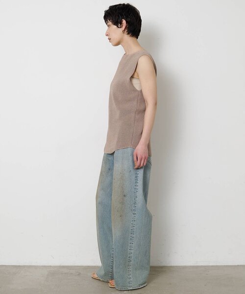 Whim Gazette（ウィムガゼット）の「ペーパーノースリーブニット（ニット/セーター・レディース・モカ/ベージュ/ブラック・FREE）」の6枚目の写真