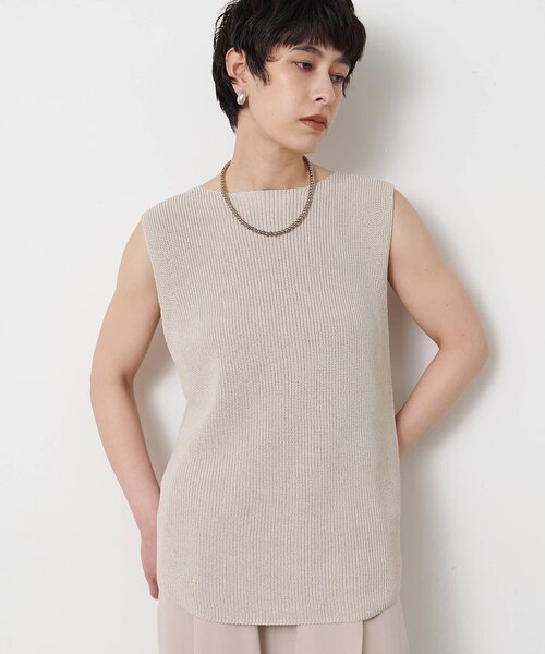 Whim Gazette（ウィムガゼット）の「ペーパーノースリーブニット（ニット/セーター・レディース・モカ/ベージュ/ブラック・FREE）」の20枚目の写真