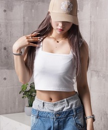 リブ編み クロップド タンクトップ / Ribbed Cropped Tank Top