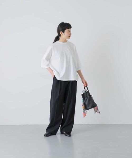 かぐれ（カグレ）の「ワイドTシャツ（Tシャツ/カットソー・レディース・イエロー系その他/オフホワイト/ネイビー・FREE）」の9枚目の写真