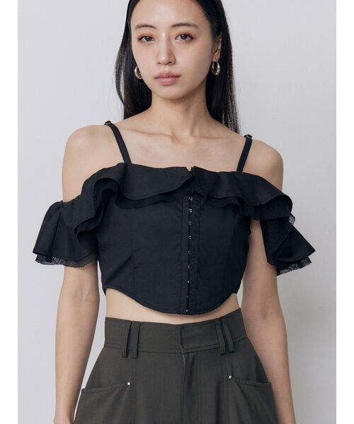 MURUA(ムルーア)の「ストラップオフショルダーブラウス 夏服(シャツ/ブラウス・レディース・ブラック/レッド/ホワイト・FREE)」の3枚目の写真