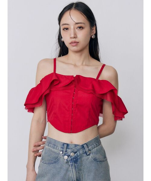 MURUA(ムルーア)の「ストラップオフショルダーブラウス 夏服(シャツ/ブラウス・レディース・ブラック/レッド/ホワイト・FREE)」の22枚目の写真