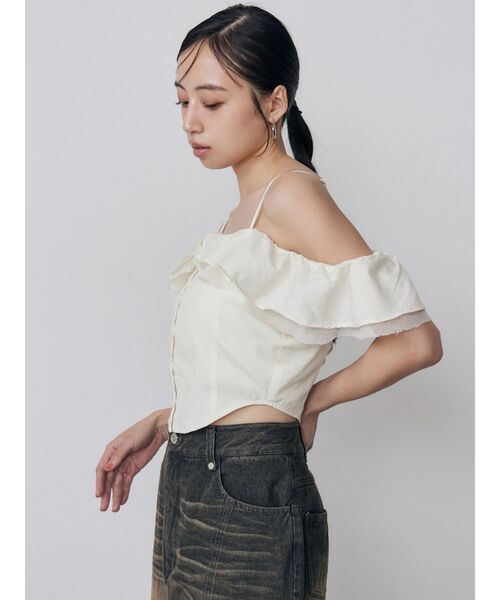 MURUA(ムルーア)の「ストラップオフショルダーブラウス 夏服(シャツ/ブラウス・レディース・ブラック/レッド/ホワイト・FREE)」の12枚目の写真