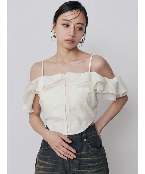 MURUA(ムルーア)の「ストラップオフショルダーブラウス 夏服(シャツ/ブラウス・レディース・ブラック/レッド/ホワイト・FREE)」の13枚目の写真