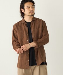 SHIPS Colors:ユーロリネン ワイドカラー スキッパー シャツ◇
