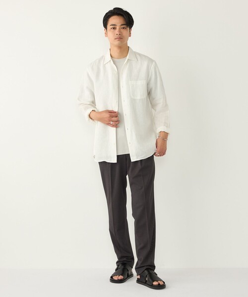 SHIPS Colors(シップス カラーズ)の「SHIPS Colors:ユーロリネン ワイドカラー スキッパー シャツ◇(シャツ/ブラウス・メンズ・ライトブルー/ピンク/ダークグレー/ネイビー/ホワイト/ダークブルー/ブラウン・SMALL/MEDIUM/LARGE/X-LARGE)」の8枚目の写真
