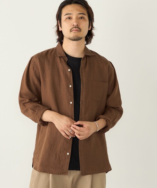 SHIPS Colors(シップス カラーズ)の「SHIPS Colors:ユーロリネン ワイドカラー スキッパー シャツ◇(シャツ/ブラウス・メンズ・ライトブルー/ピンク/ダークグレー/ネイビー/ホワイト/ダークブルー/ブラウン・SMALL/MEDIUM/LARGE/X-LARGE)」の14枚目の写真