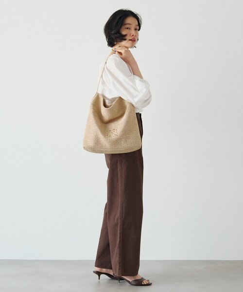 russet（ラシット）の「ナイロンラフィアワンショルダーバッグ（ショルダーバッグ・レディース・ブラック/ダークブラウン/アイボリー・FREE）」の22枚目の写真