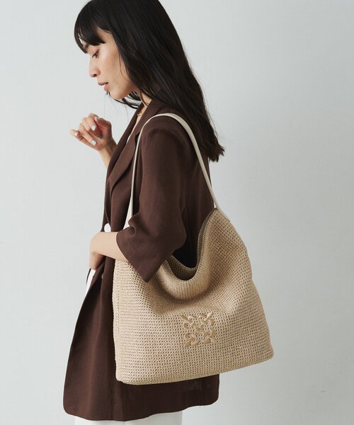 russet(ラシット)の「ナイロンラフィアワンショルダーバッグ(ショルダーバッグ・レディース・ブラック/ダークブラウン/アイボリー・FREE)」の16枚目の写真