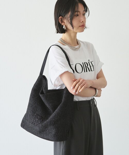 russet(ラシット)の「ナイロンラフィアワンショルダーバッグ(ショルダーバッグ・レディース・ブラック/ダークブラウン/アイボリー・FREE)」の21枚目の写真