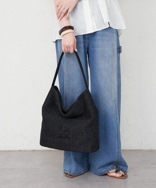 russet(ラシット)の「ナイロンラフィアワンショルダーバッグ(ショルダーバッグ・レディース・ブラック/ダークブラウン/アイボリー・FREE)」の14枚目の写真