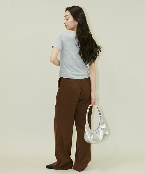 PEACH JOHN(ピーチジョン)の「PEACH JOHN × PUBLUX/ピーチ・ジョン 針抜きリボン ディテール Vネック トップス 限定展開(Tシャツ/カットソー・レディース・グレー/ネイビー/ブラック・フリ-)」の21枚目の写真