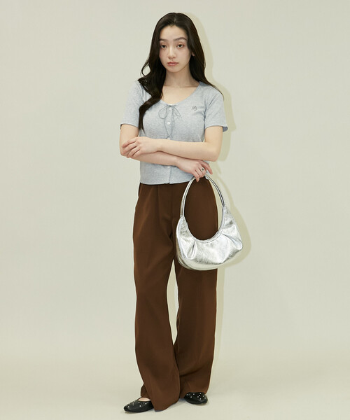 PEACH JOHN(ピーチジョン)の「PEACH JOHN × PUBLUX/ピーチ・ジョン 針抜きリボン ディテール Vネック トップス 限定展開(Tシャツ/カットソー・レディース・グレー/ネイビー/ブラック・フリ-)」の20枚目の写真