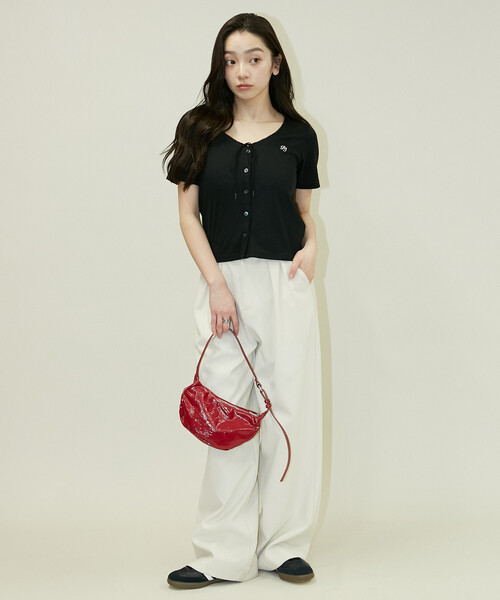 PEACH JOHN(ピーチジョン)の「PEACH JOHN × PUBLUX/ピーチ・ジョン 針抜きリボン ディテール Vネック トップス 限定展開(Tシャツ/カットソー・レディース・グレー/ネイビー/ブラック・フリ-)」の13枚目の写真