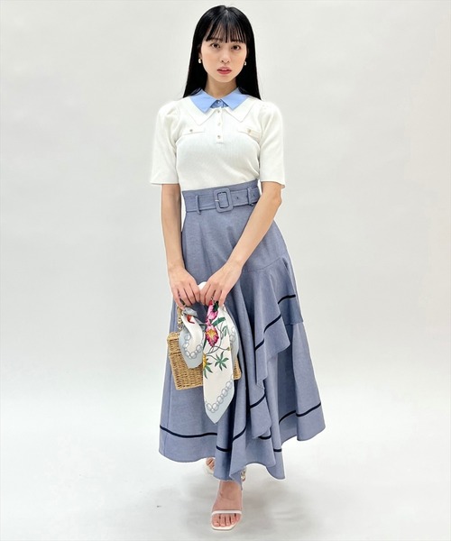 WILLSELECTION(ウィルセレクション)の「レイヤードカラーリブニット(ニット/セーター・レディース・オフホワイト/サックスブルー/ネイビー/ライトグレー・FREE)」の9枚目の写真
