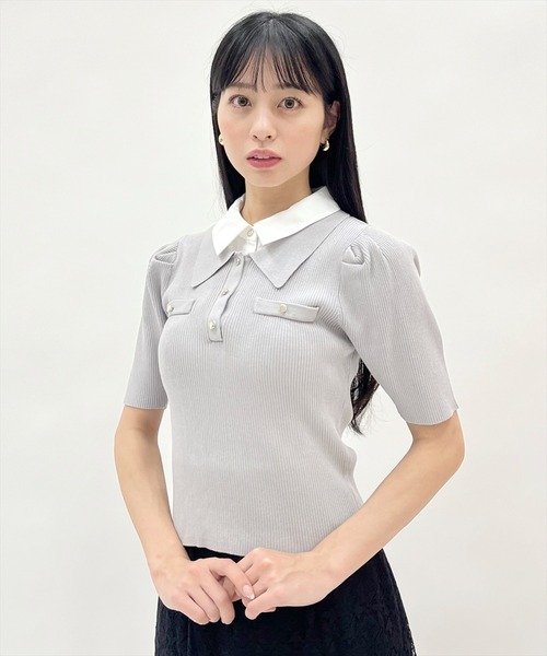WILLSELECTION(ウィルセレクション)の「レイヤードカラーリブニット(ニット/セーター・レディース・オフホワイト/サックスブルー/ネイビー/ライトグレー・FREE)」の10枚目の写真