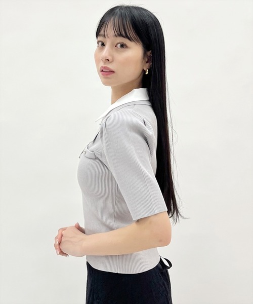 WILLSELECTION(ウィルセレクション)の「レイヤードカラーリブニット(ニット/セーター・レディース・オフホワイト/サックスブルー/ネイビー/ライトグレー・FREE)」の11枚目の写真