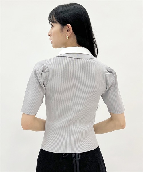 WILLSELECTION(ウィルセレクション)の「レイヤードカラーリブニット(ニット/セーター・レディース・オフホワイト/サックスブルー/ネイビー/ライトグレー・FREE)」の12枚目の写真