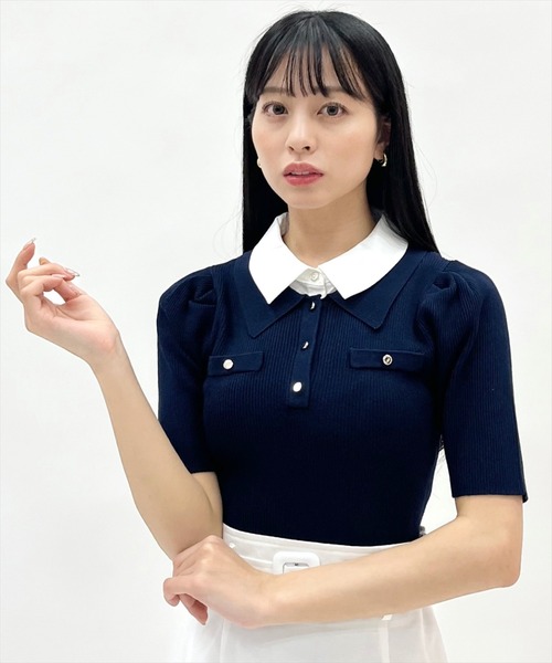 WILLSELECTION(ウィルセレクション)の「レイヤードカラーリブニット(ニット/セーター・レディース・オフホワイト/サックスブルー/ネイビー/ライトグレー・FREE)」の18枚目の写真