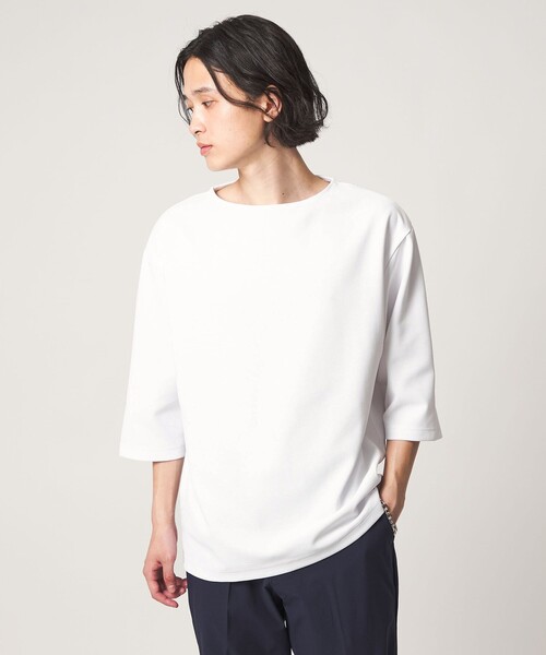 A DAY IN THE LIFE UNITED ARROWS(アデイインザライフユナイテッドアローズ)の「リップル ボートネック 6分袖カットソー<A DAY IN THE LIFE>(Tシャツ/カットソー・メンズ・ネイビー/ホワイト・L/S/M)」の3枚目の写真