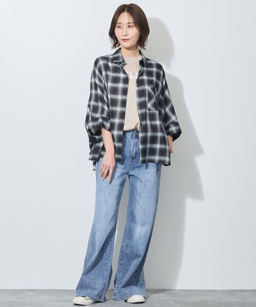 WALDO(ウォルド)の「7分袖オンブレーチェックビッグシャツ(シャツ/ブラウス・レディース・オフホワイト/オレンジ/ブラック・FREE)」の14枚目の写真
