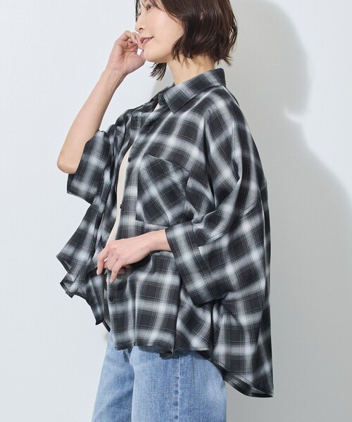 WALDO(ウォルド)の「7分袖オンブレーチェックビッグシャツ(シャツ/ブラウス・レディース・オフホワイト/オレンジ/ブラック・FREE)」の15枚目の写真