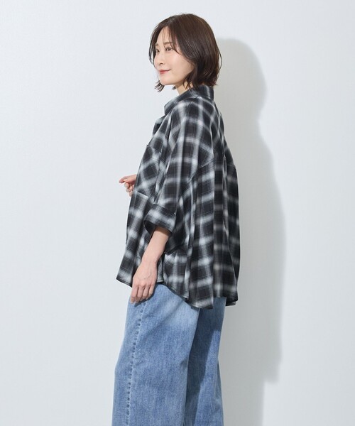 WALDO(ウォルド)の「7分袖オンブレーチェックビッグシャツ(シャツ/ブラウス・レディース・オフホワイト/オレンジ/ブラック・FREE)」の16枚目の写真