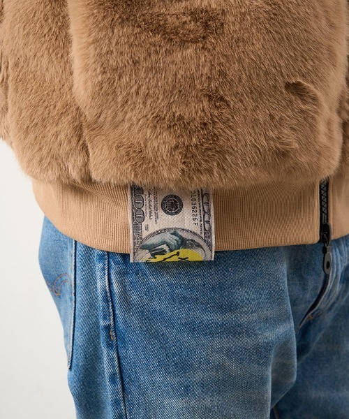 STUD MUFFIN(スタッドマフィン)の「mpa4121- エコファー ドリップピースロゴビックプリントビックジップオーバーシルエットパーカー(624-09220)(パーカー・メンズ・ブラック/ベージュ・4/3/2)」の20枚目の写真