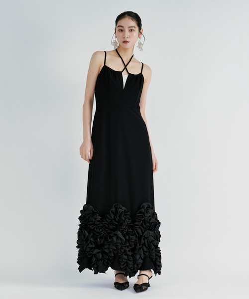Ezick(エジック)の「Frill-hem cami dress ヘムフリルキャミワンピース(ドレス・レディース・ブラック・FREE)」の8枚目の写真