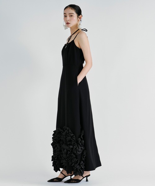 Ezick(エジック)の「Frill-hem cami dress ヘムフリルキャミワンピース(ドレス・レディース・ブラック・FREE)」の9枚目の写真