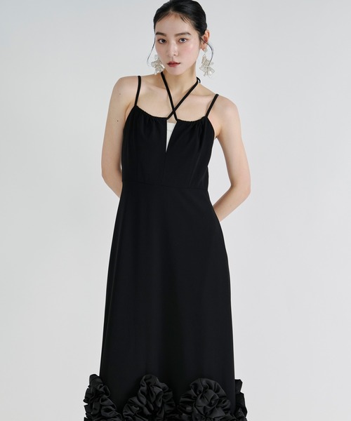 Ezick(エジック)の「Frill-hem cami dress ヘムフリルキャミワンピース(ドレス・レディース・ブラック・FREE)」の13枚目の写真