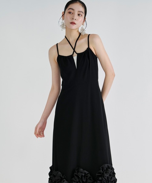 Ezick(エジック)の「Frill-hem cami dress ヘムフリルキャミワンピース(ドレス・レディース・ブラック・FREE)」の14枚目の写真