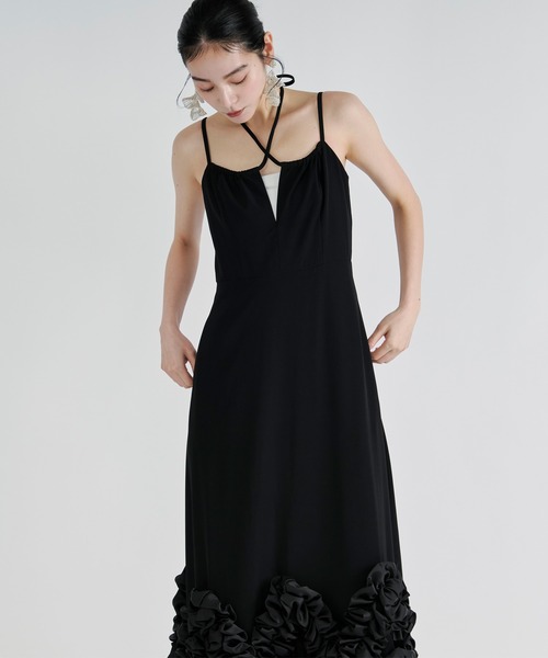 Ezick(エジック)の「Frill-hem cami dress ヘムフリルキャミワンピース(ドレス・レディース・ブラック・FREE)」の15枚目の写真