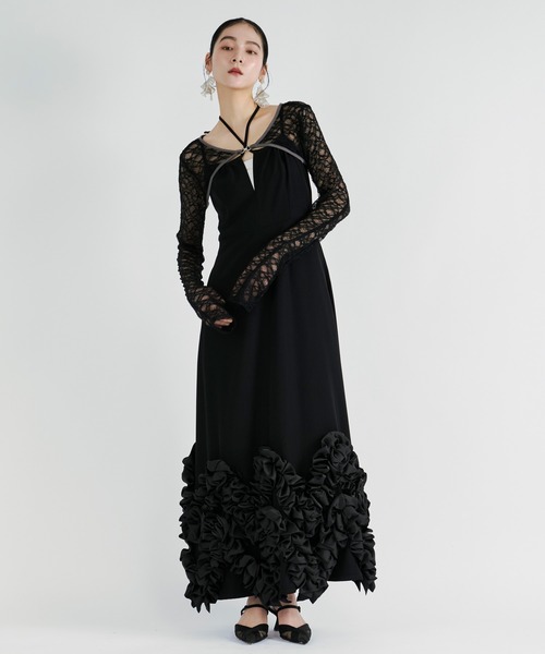 Ezick(エジック)の「Frill-hem cami dress ヘムフリルキャミワンピース(ドレス・レディース・ブラック・FREE)」の6枚目の写真