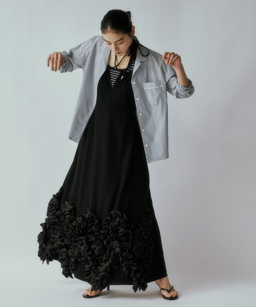Ezick(エジック)の「Frill-hem cami dress ヘムフリルキャミワンピース(ドレス・レディース・ブラック・FREE)」の19枚目の写真
