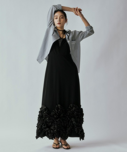 Ezick(エジック)の「Frill-hem cami dress ヘムフリルキャミワンピース(ドレス・レディース・ブラック・FREE)」の20枚目の写真