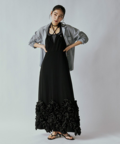 Ezick(エジック)の「Frill-hem cami dress ヘムフリルキャミワンピース(ドレス・レディース・ブラック・FREE)」の18枚目の写真