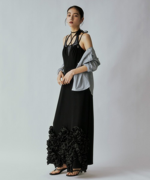 Ezick(エジック)の「Frill-hem cami dress ヘムフリルキャミワンピース(ドレス・レディース・ブラック・FREE)」の21枚目の写真
