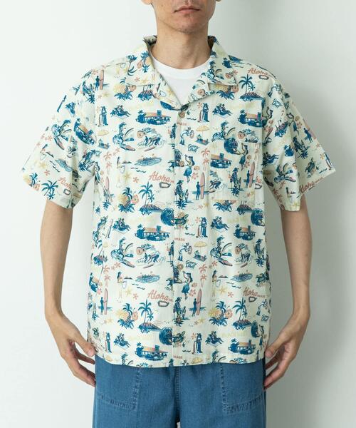 URBAN RESEARCH Sonny Label(アーバンリサーチサニーレーベル)の「HIROCKSHOWコラボアロハシャツ(シャツ/ブラウス・メンズ・ミント/ネイビー/オフホワイト・MEDIUM/LARGE)」の6枚目の写真
