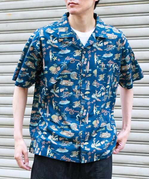 URBAN RESEARCH Sonny Label(アーバンリサーチサニーレーベル)の「HIROCKSHOWコラボアロハシャツ(シャツ/ブラウス・メンズ・ミント/ネイビー/オフホワイト・MEDIUM/LARGE)」の19枚目の写真