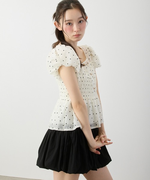 P.V.T(ピーブイティー)の「シャーリングパフスリーブフリルPO(その他トップス・レディース・アイボリー系/Black・F)」の21枚目の写真