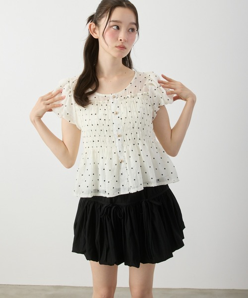 P.V.T(ピーブイティー)の「シャーリングパフスリーブフリルPO(その他トップス・レディース・アイボリー系/Black・F)」の22枚目の写真