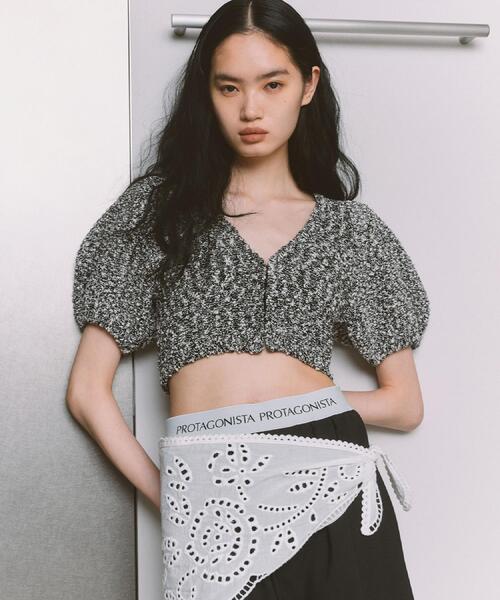 CODE A(コードエー)の「cloudy puff cardigan(カーディガン/ボレロ・レディース・ブラック/ライトグレー/オフホワイト・00)」の2枚目の写真