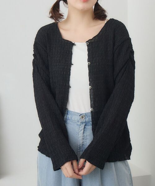 RETRO GIRL(レトロガール)の「シアーカットカーディガン(カーディガン/ボレロ・レディース・ピンク/ブラック/ブルー/ナチュラル・FREE)」の1枚目の写真
