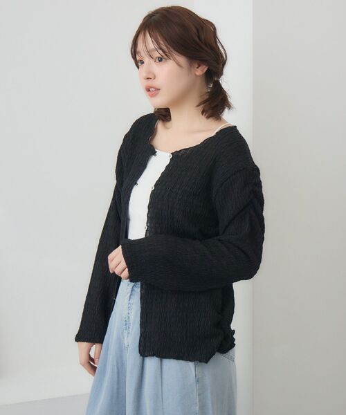 RETRO GIRL(レトロガール)の「シアーカットカーディガン(カーディガン/ボレロ・レディース・ピンク/ブラック/ブルー/ナチュラル・FREE)」の9枚目の写真